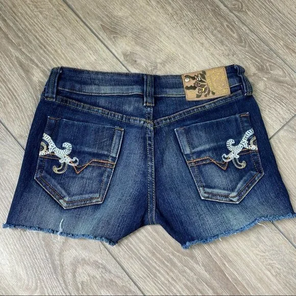 Diesel Embroidered Distressed Jean Shorts - Picture 6 of 10